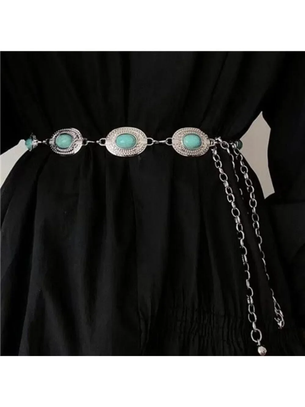 Women Western Turquoise Concho Waist Chain